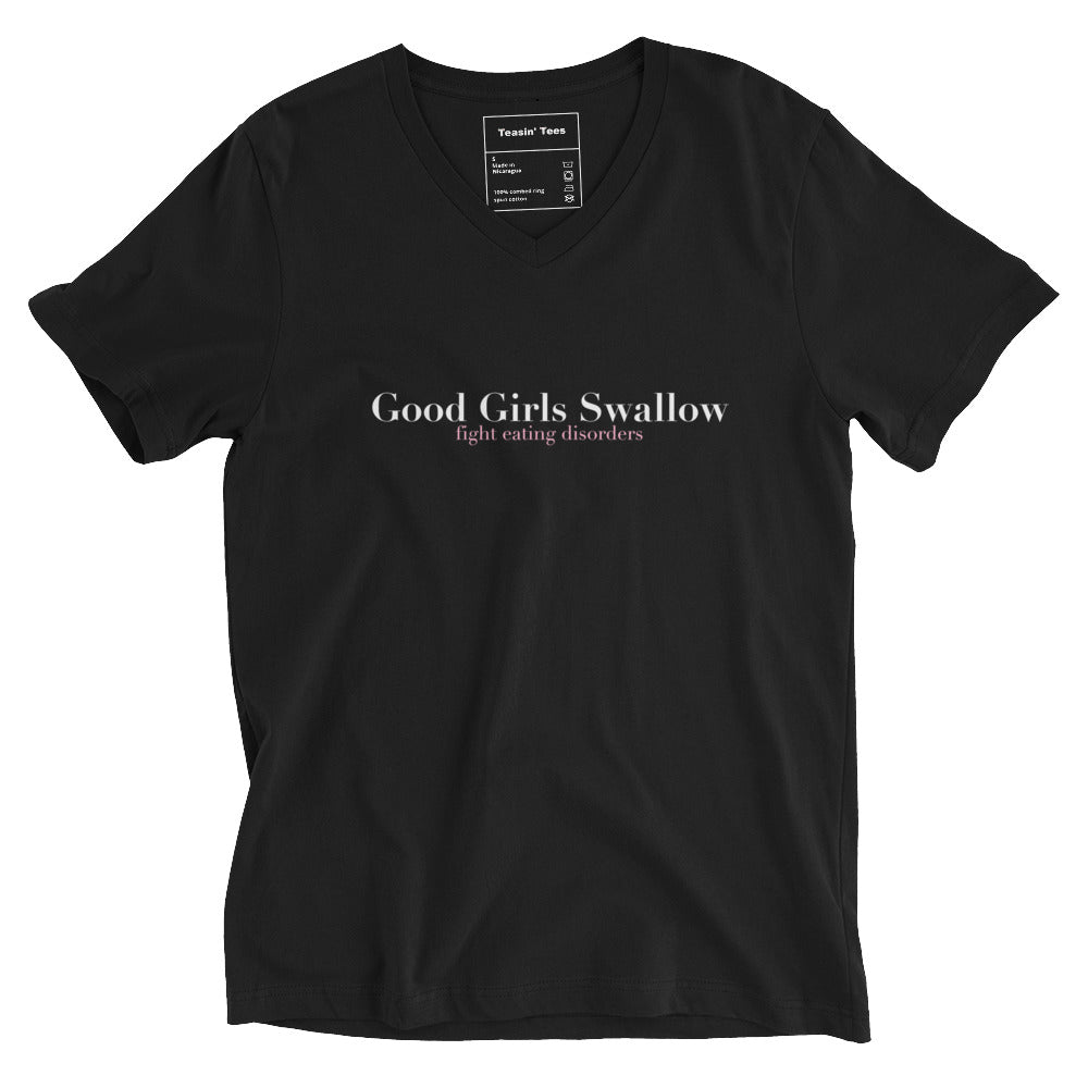 "Good girls Swallow" V Neck But in Black