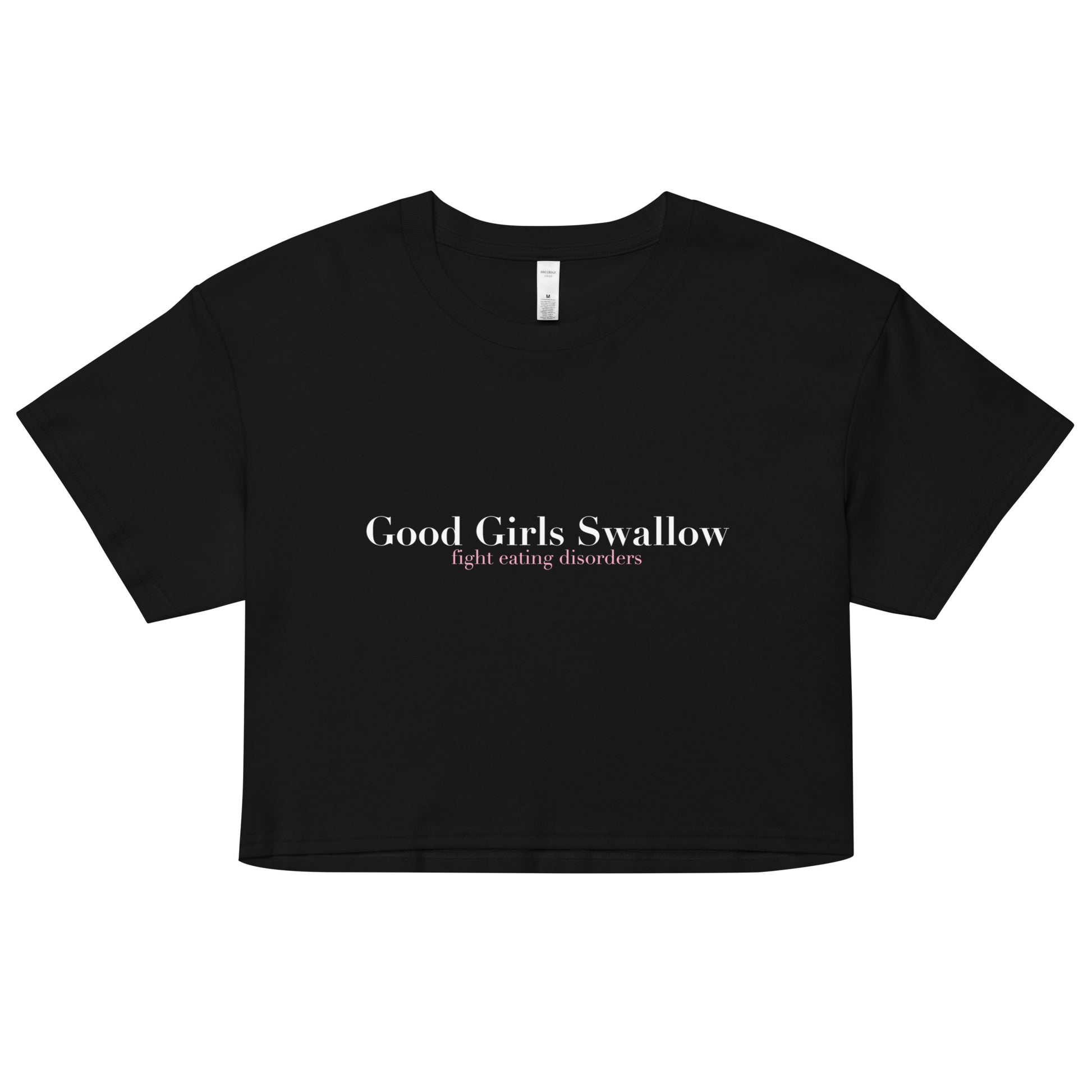 "Good Girls Swallow" Crop top Black