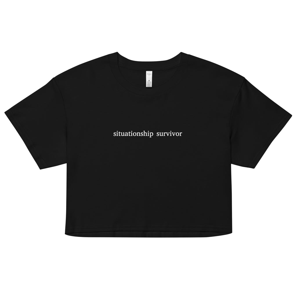 "Situationship Survivor" Crop Top Black