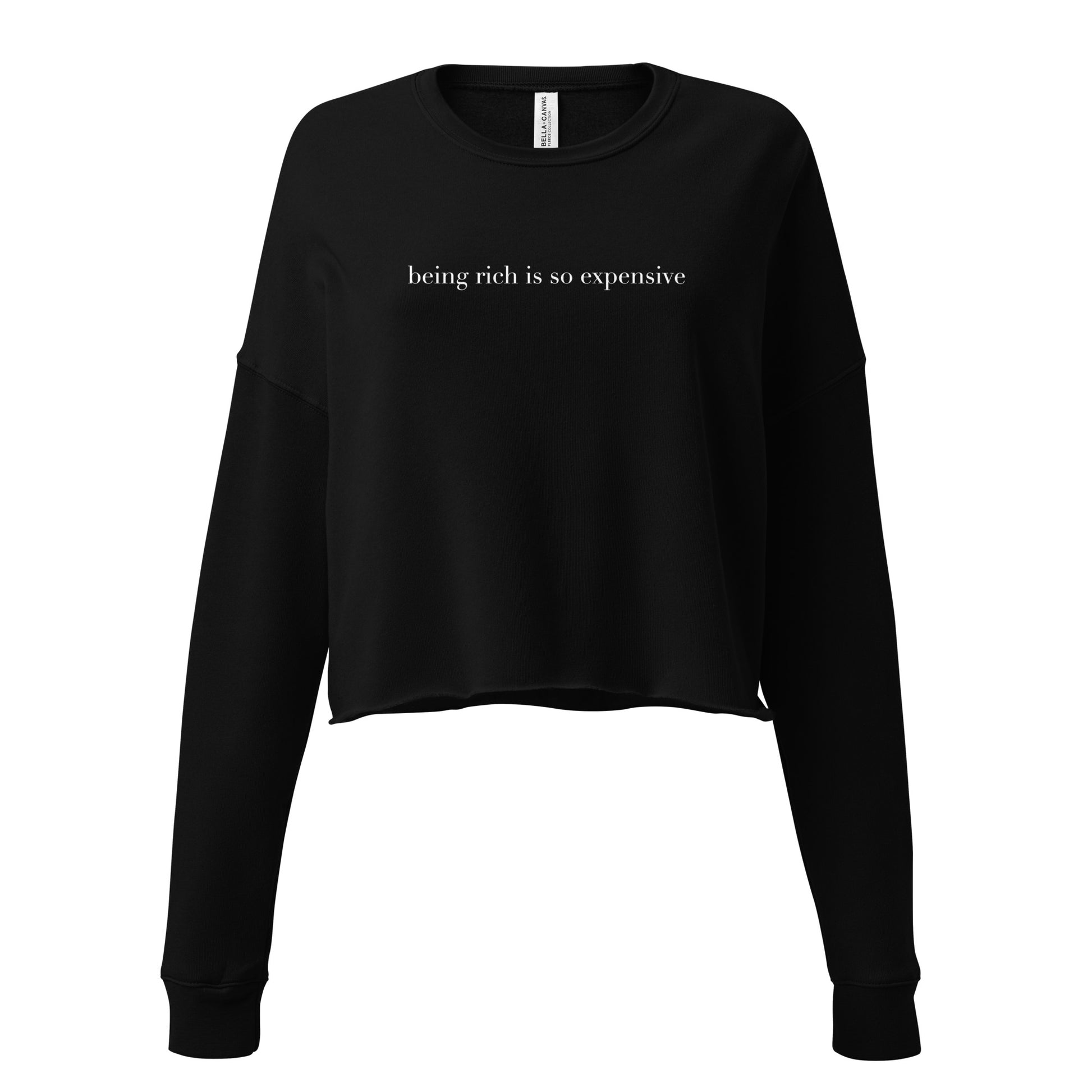 "Being Rich" Cropped Long Sleeve Black